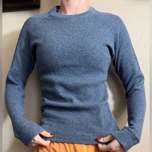 Sun & Stone Blue Waffle Knit Long Sleeve Crew Neck Tshirt Tee S